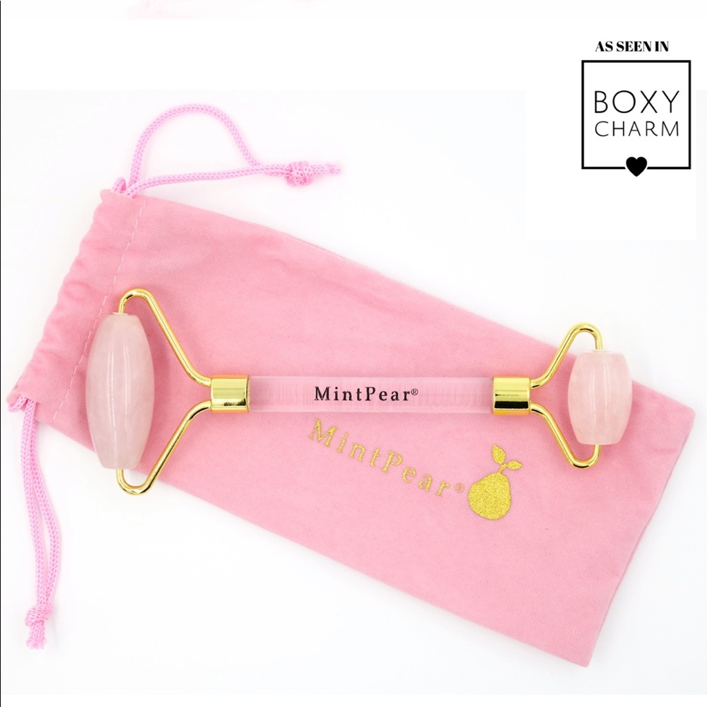 Mint Pear Beauty rose quartz facial roller
